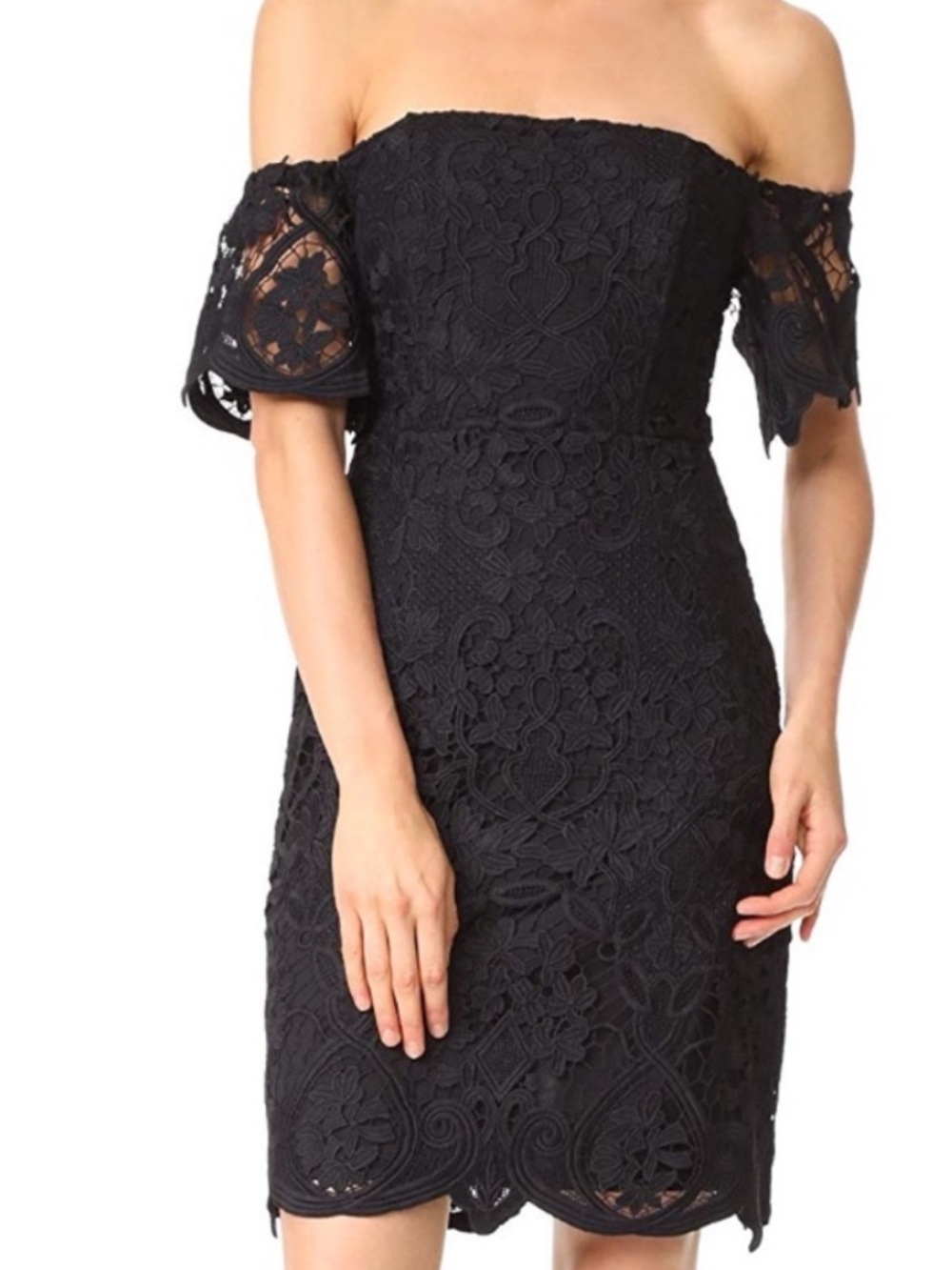 BB Dakota Black Off-Shoulder Crochet Lace Cocktail Dress